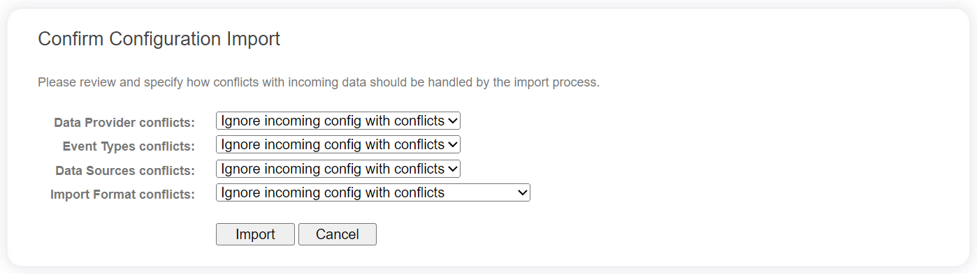 Data Provider Import Confirm