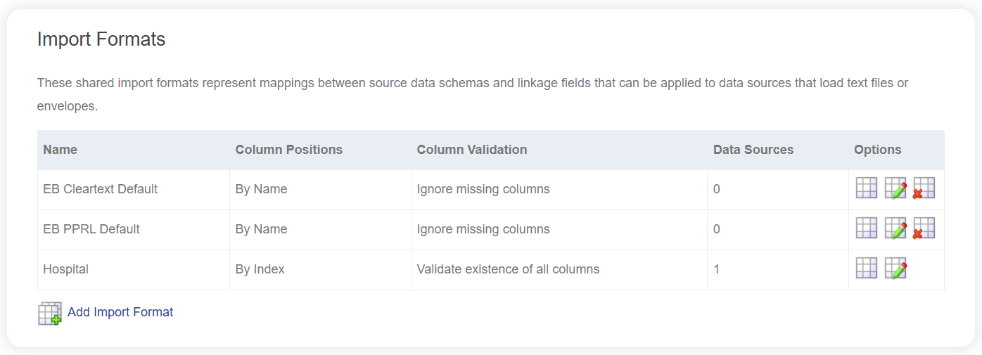Shared Import Formats