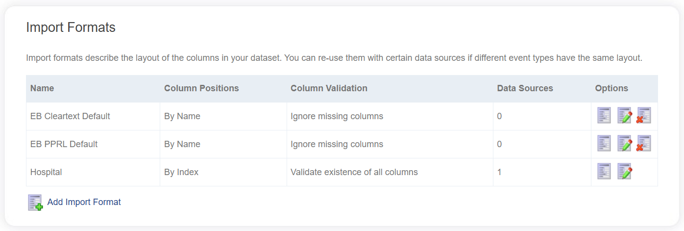 Shared Import Formats