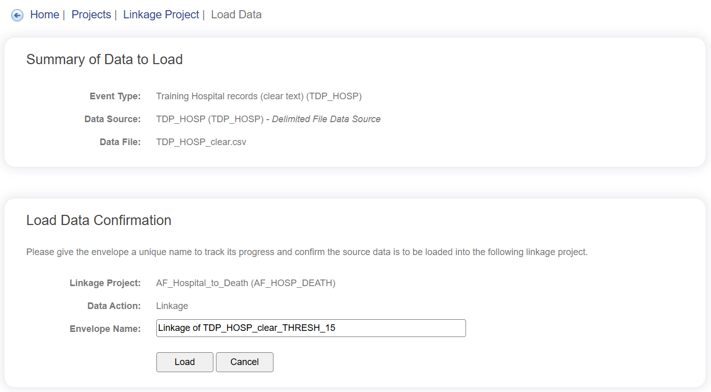 Data source load confirm