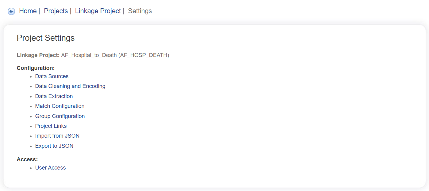 Project settings